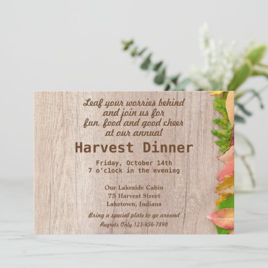 Herfst Harvest Dinner Kaart (Staand voorkant)