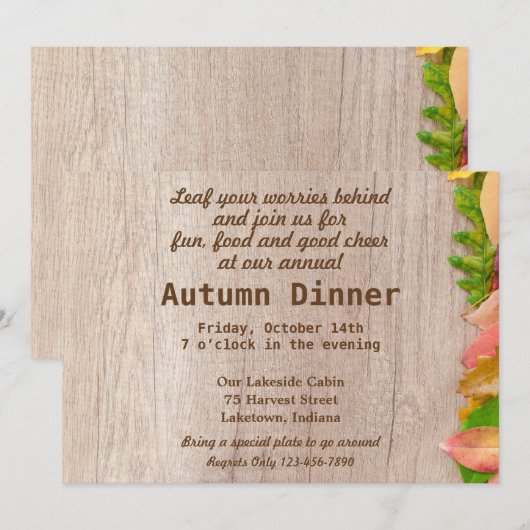 Herfst Harvest Dinner Kaart (Voorkant / Achterkant)