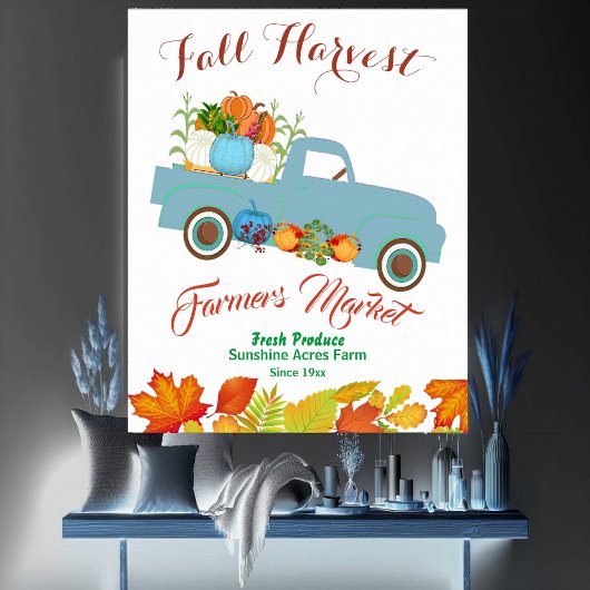 Herfst Harvest Farmer Market Pumpkin Patch Farmhou Poster