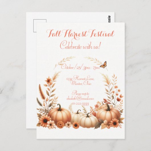 Herfst Harvest Festival Briefkaart (Voorkant / Achterkant)