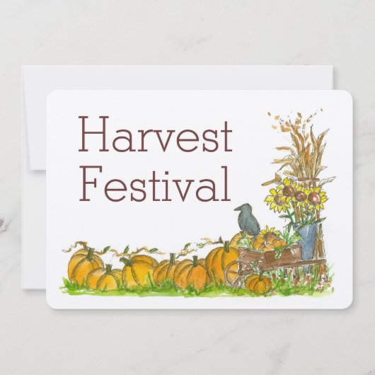 Herfst Harvest Festival Invitation Pumpkin Patch A Kaart (Voorkant)