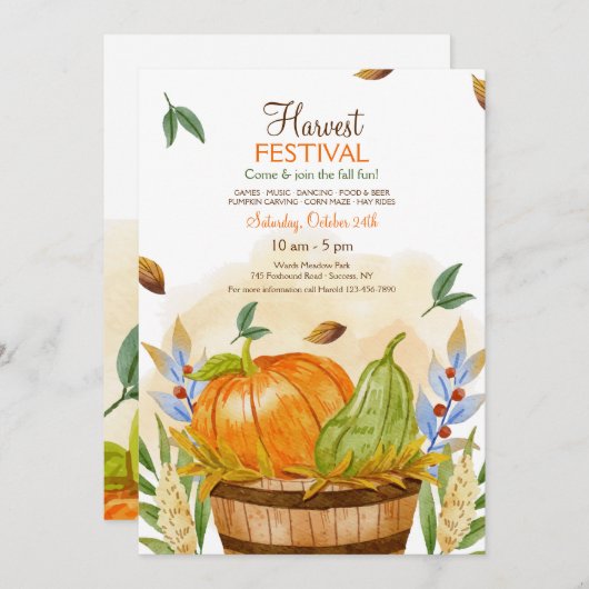 Herfst Harvest Festival Kaart (Voorkant / Achterkant)