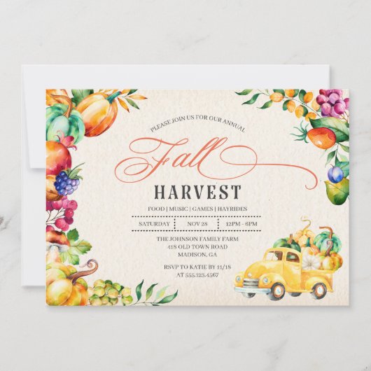 Herfst Harvest Festival Uitnodiging (Voorkant)