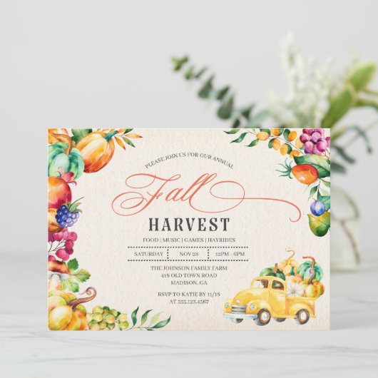 Herfst Harvest Festival Uitnodiging (Staand voorkant)