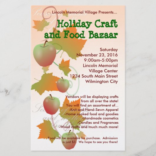 herfst Harvest Holiday Craft Bazaar Small Flyer (Voorkant)