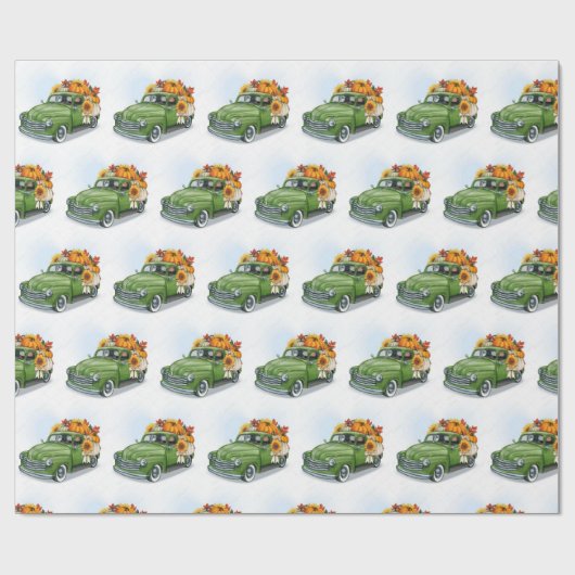 Herfst Harvest in een Green Truck Cadeaupapier (Vlak)