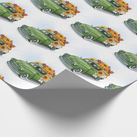 Herfst Harvest in een Green Truck Cadeaupapier (Hoek)