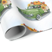 Herfst Harvest in een Green Truck Cadeaupapier (Rol Hoek)