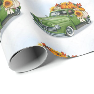 Herfst Harvest in een Green Truck Cadeaupapier