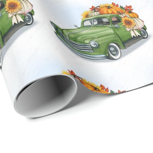 Herfst Harvest in een Green Truck Cadeaupapier (Rol Hoek)