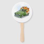 Herfst Harvest in een Green Truck Hand Fan Handwaaier (Achterkant)
