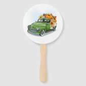 Herfst Harvest in een Green Truck Hand Fan Handwaaier (Voorkant)
