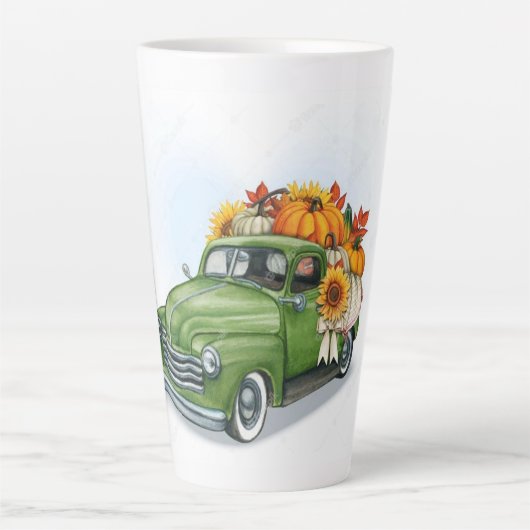 Herfst Harvest in een Green Truck Latte Mok (Voorkant)