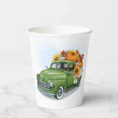 Herfst Harvest in een Green Truck Papieren Bekers (Achterkant)