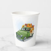 Herfst Harvest in een Green Truck Papieren Bekers (Voorkant)