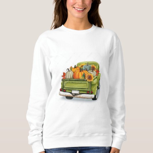 Herfst Harvest in een Green Truck Sweatshirt (Voorkant)