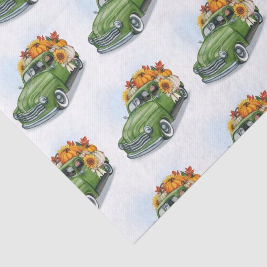 Herfst Harvest in een Green Truck Tissuepapier (Detail)
