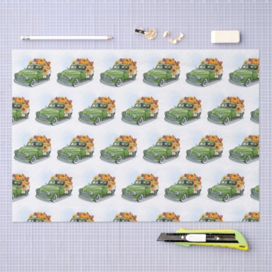 Herfst Harvest in een Green Truck Tissuepapier (Craft)