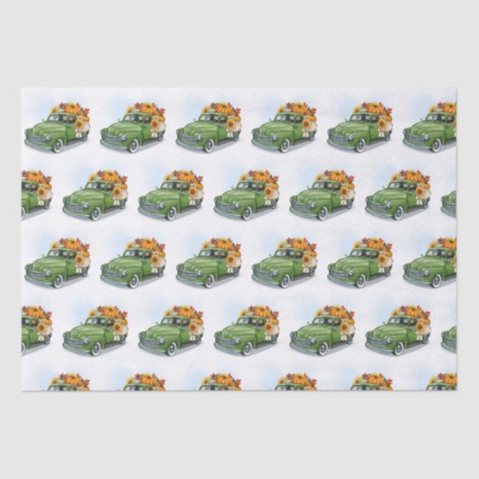 Herfst Harvest in een Green Truck Tissuepapier (Voorkant)