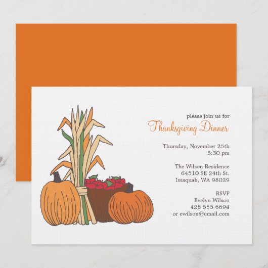 Herfst Harvest Invitation Kaart (Voorkant / Achterkant)