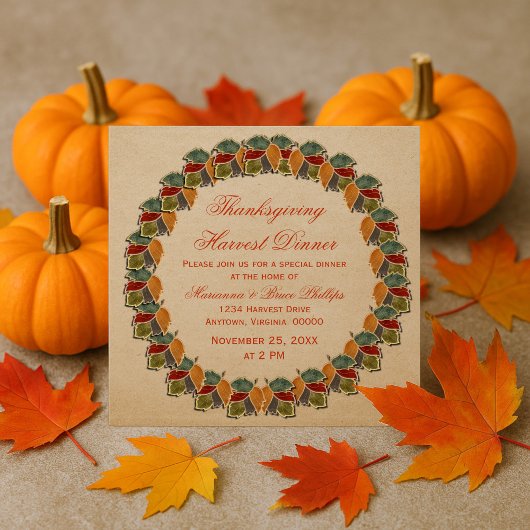 Herfst Harvest Leaves Thanksgiving Invite Kaart
