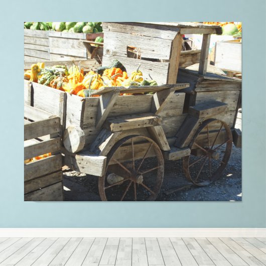 Herfst Harvest op Pumpkin Patch op een Canvas Afdruk (Insitu (Houten vloer))
