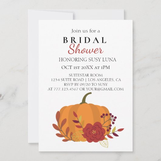 Herfst Harvest Oranje pompoen met bloemen Kaart (Voorkant)