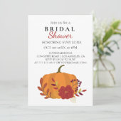 Herfst Harvest Oranje pompoen met bloemen Kaart (Staand voorkant)