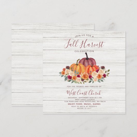 Herfst Harvest Party Community Church Picnic Kaart (Voorkant / Achterkant)