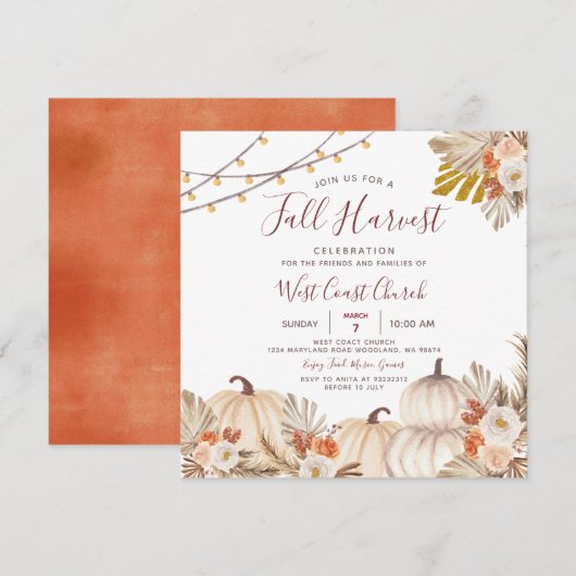 Herfst Harvest Party, Herfst Fest, Herfst Communit Kaart (Voorkant / Achterkant)