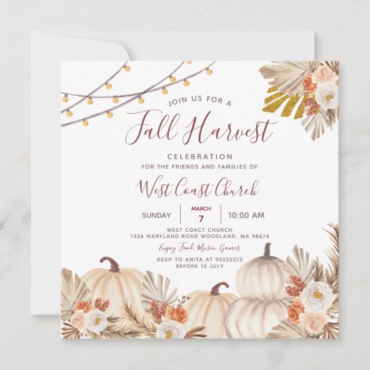 Herfst Harvest Party, Herfst Fest, Herfst Communit Kaart (Voorkant)