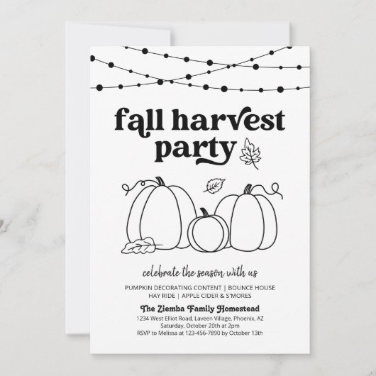 Herfst Harvest Party Invitation Kaart (Voorkant)