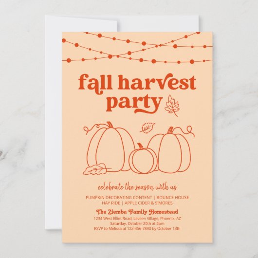 Herfst Harvest Party Invitation Kaart (Voorkant)