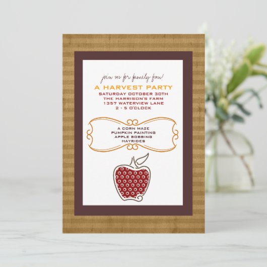 Herfst Harvest Party Invitations Kaart (Staand voorkant)