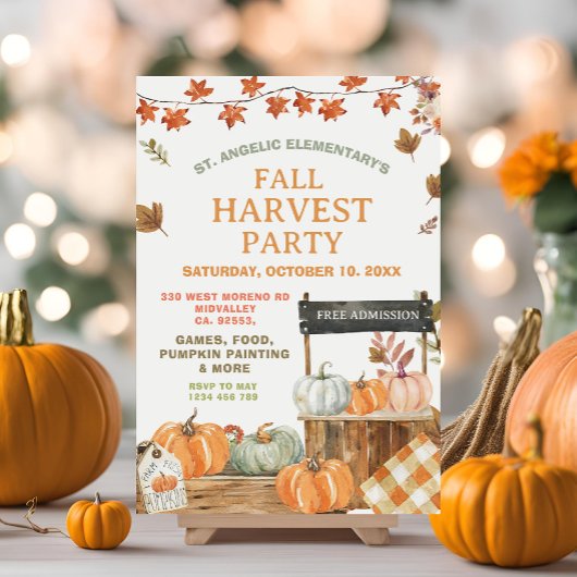 Herfst Harvest Party Pompoen Uitnodiging voor Scho