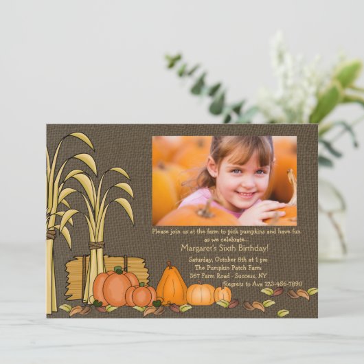 Herfst Harvest Photo Invitation Kaart (Staand voorkant)