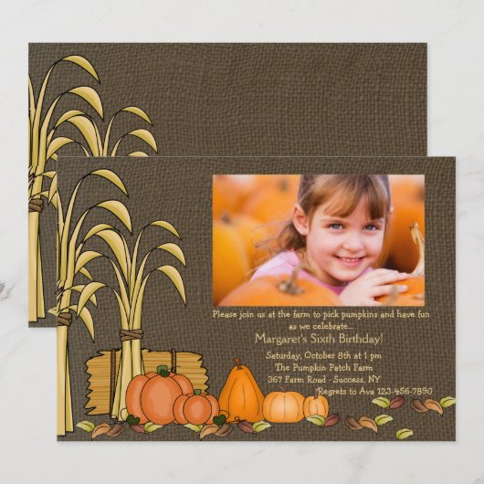 Herfst Harvest Photo Invitation Kaart (Voorkant / Achterkant)