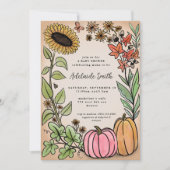 Herfst Harvest Pink Pumpkin Baby shower Uitnodigin Kaart (Voorkant)