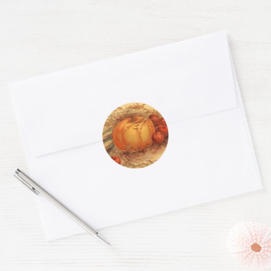 Herfst Harvest pompoenen  Ronde Sticker (Envelop)