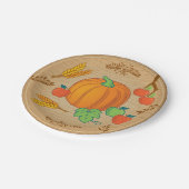 Herfst Harvest Pumpkin Apple Wood Papieren Bordje (Gekanteld)