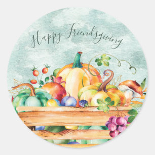 Herfst Harvest Pumpkin Happy Friendsgiving Bedankt Ronde Sticker