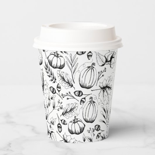 Herfst Harvest Pumpkin Papieren Bekers (Achterkant)