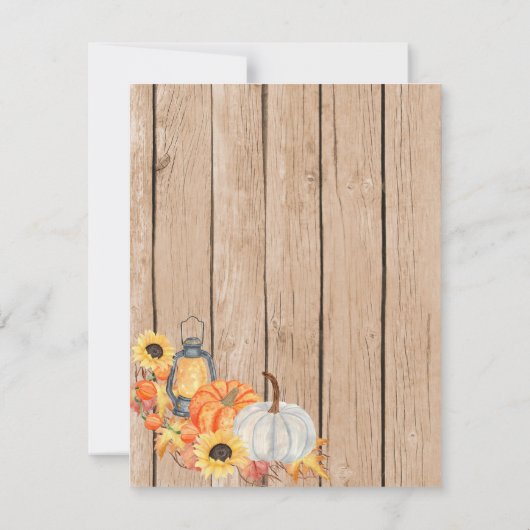 Herfst Harvest Pumpkin Rustic Baby shower Kaart (Achterkant)