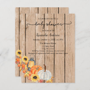 Herfst Harvest Pumpkin Rustic Baby shower Kaart