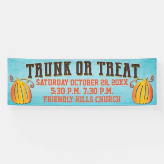 Herfst Harvest Pumpkin Trunk of Treat Event Spandoek (Horizontaal)