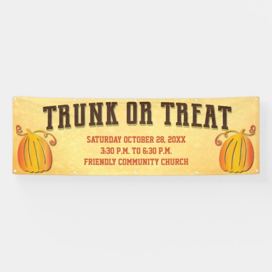 Herfst Harvest Pumpkin Trunk of Treat Event Spandoek (Horizontaal)