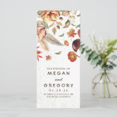 Herfst Harvest Rustic Pumpkin Floral Wedding Progr Programmakaart (Staand voorkant)