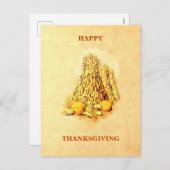  Herfst Harvest Sheaves Pumpkins Thanksgiving Feestdagenkaart (Voorkant / Achterkant)