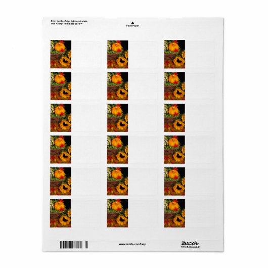 Herfst Harvest Sunflower Etiket (Full Sheet)