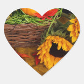 Herfst Harvest Sunflower Hart Sticker (Voorkant)
